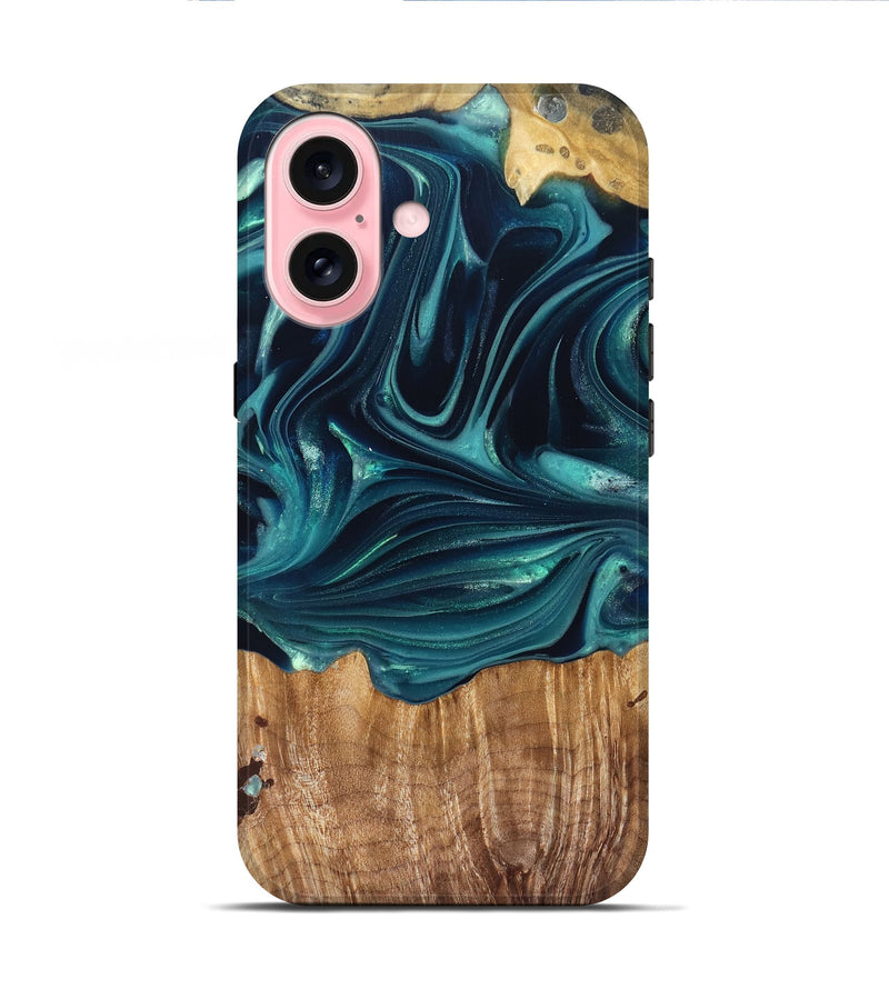iPhone 16 Wood Live Edge Phone Case - Tammi (Green, 822973)