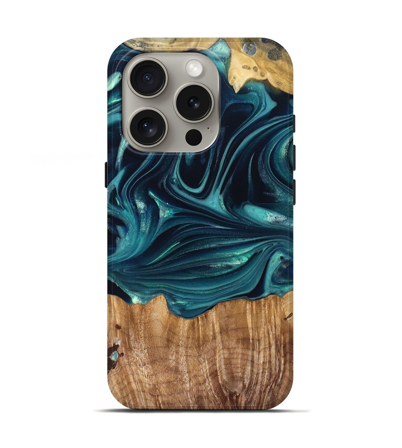 iPhone 16 Pro Wood Live Edge Phone Case - Tammi (Green, 822973)