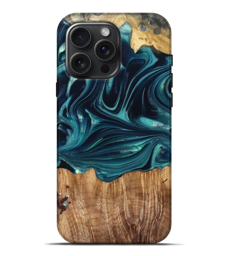iPhone 16 Pro Max Wood Live Edge Phone Case - Tammi (Green, 822973)