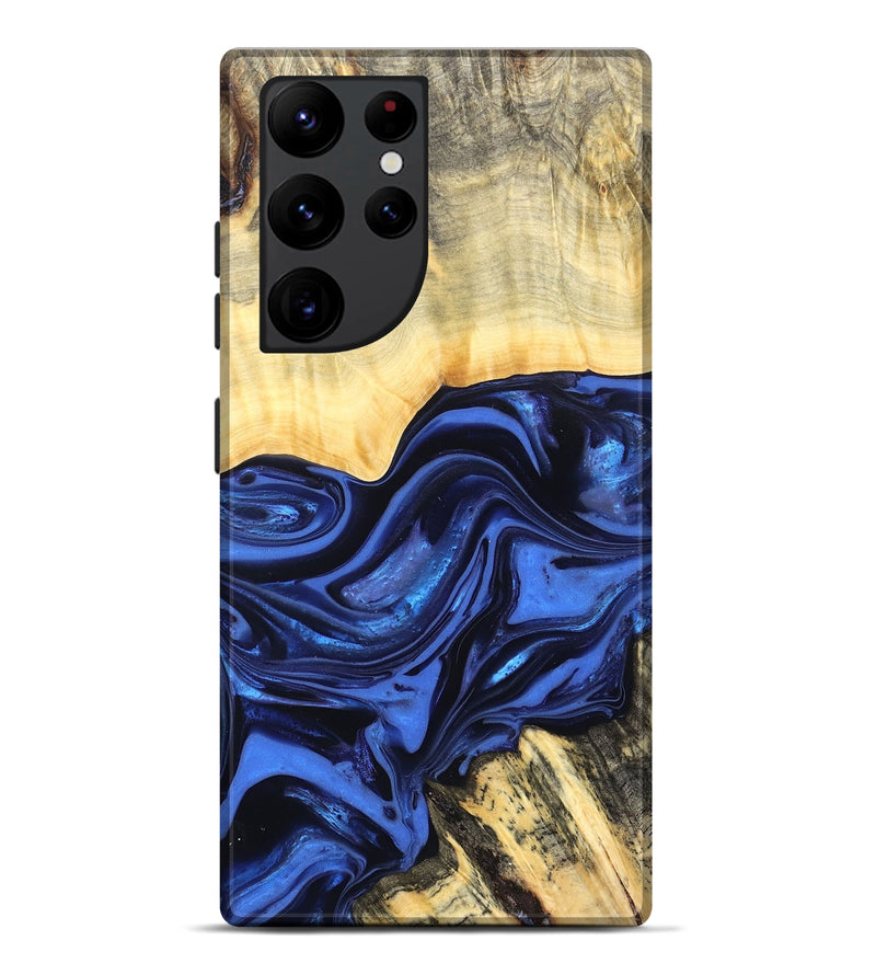 Galaxy S22 Ultra Wood Live Edge Phone Case - Leann (Blue, 822974)