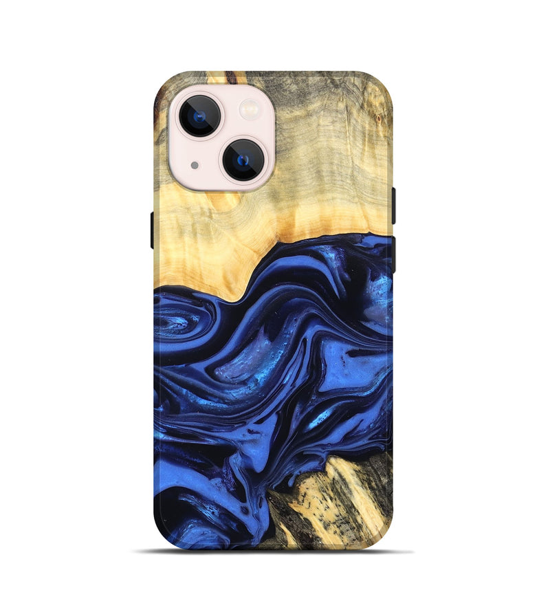 iPhone 13 mini Wood Live Edge Phone Case - Leann (Blue, 822974)