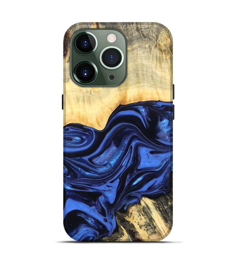 iPhone 13 Pro Wood Live Edge Phone Case - Leann (Blue, 822974)