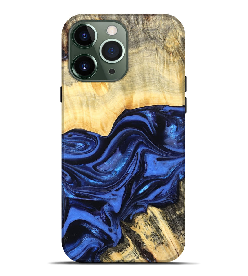 iPhone 13 Pro Max Wood Live Edge Phone Case - Leann (Blue, 822974)