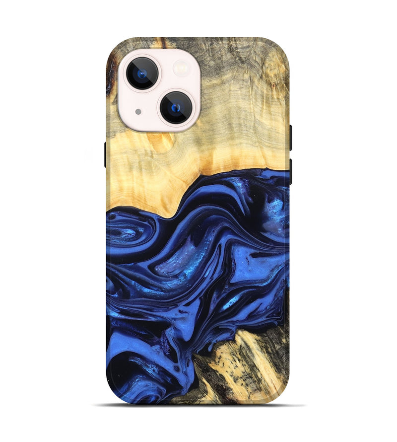 iPhone 14 Wood Live Edge Phone Case - Leann (Blue, 822974)