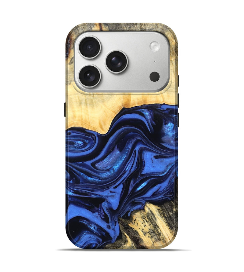 iPhone 17 Pro Wood Live Edge Phone Case - Leann (Blue, 822974)