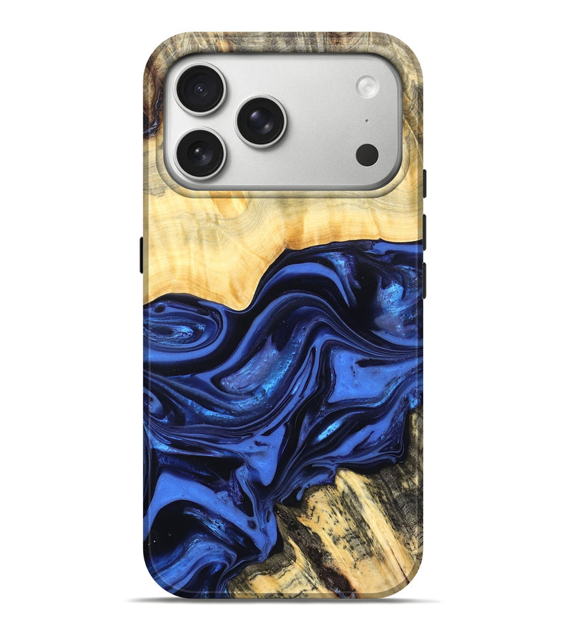 iPhone 17 Pro Max Wood Live Edge Phone Case - Leann (Blue, 822974)