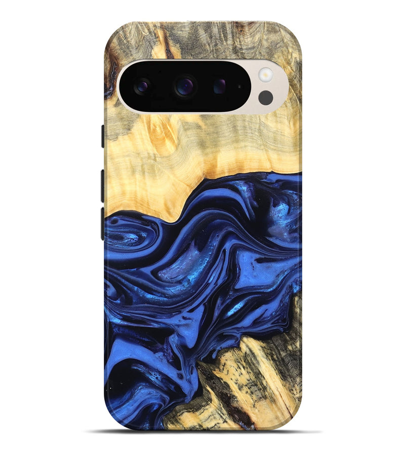 Pixel 9 Pro XL Wood Live Edge Phone Case - Leann (Blue, 822974)