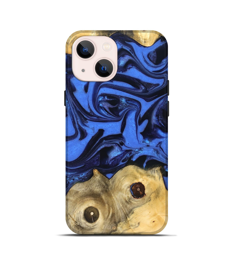 iPhone 13 mini Wood Live Edge Phone Case - Jo (Blue, 822975)