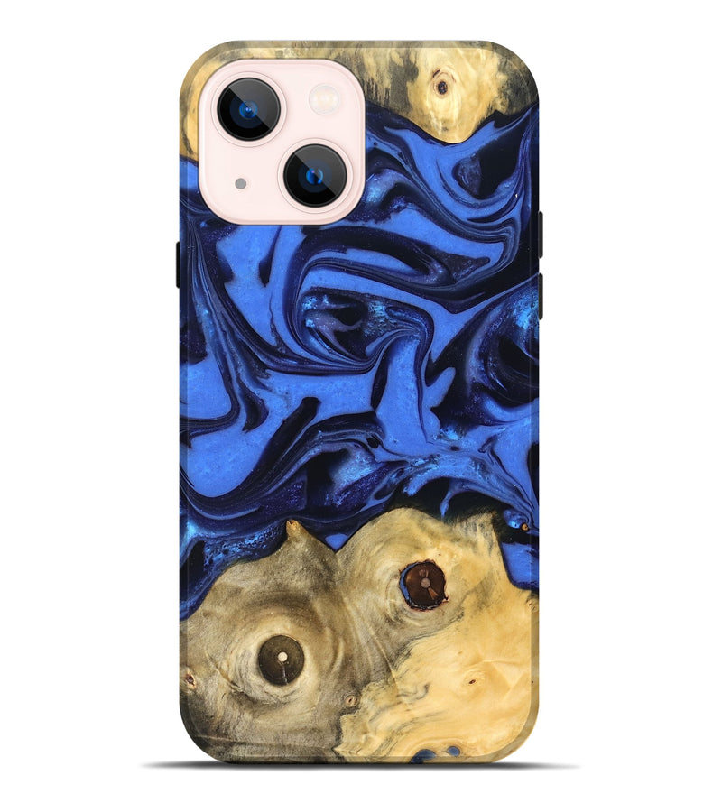 iPhone 14 Plus Wood Live Edge Phone Case - Jo (Blue, 822975)