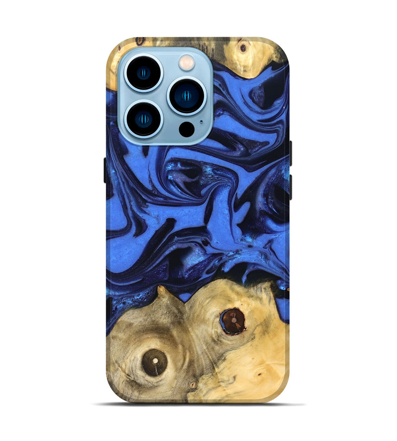 iPhone 14 Pro Wood Live Edge Phone Case - Jo (Blue, 822975)