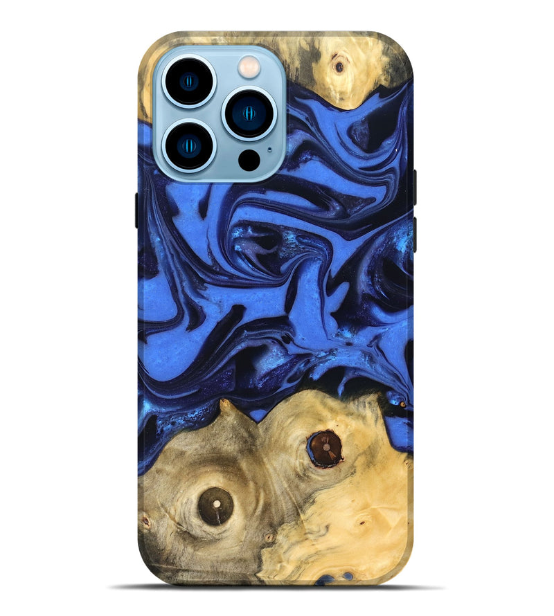 iPhone 14 Pro Max Wood Live Edge Phone Case - Jo (Blue, 822975)
