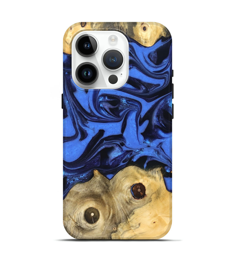 iPhone 15 Pro Wood Live Edge Phone Case - Jo (Blue, 822975)