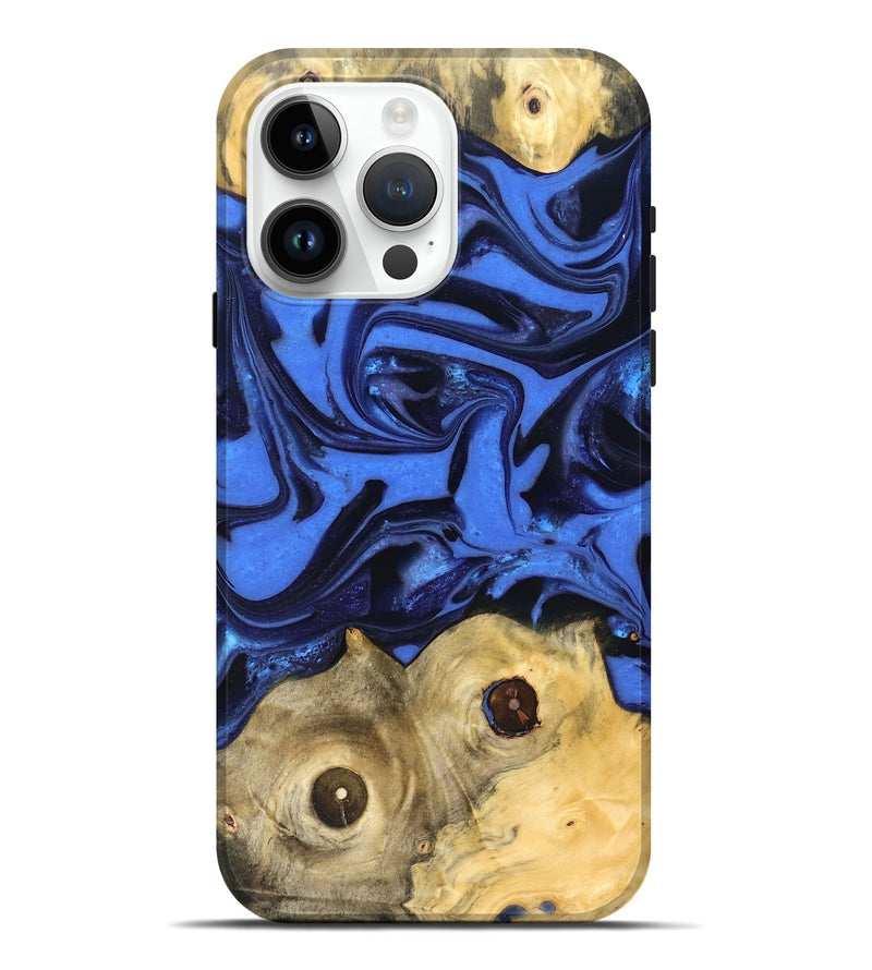 iPhone 15 Pro Max Wood Live Edge Phone Case - Jo (Blue, 822975)