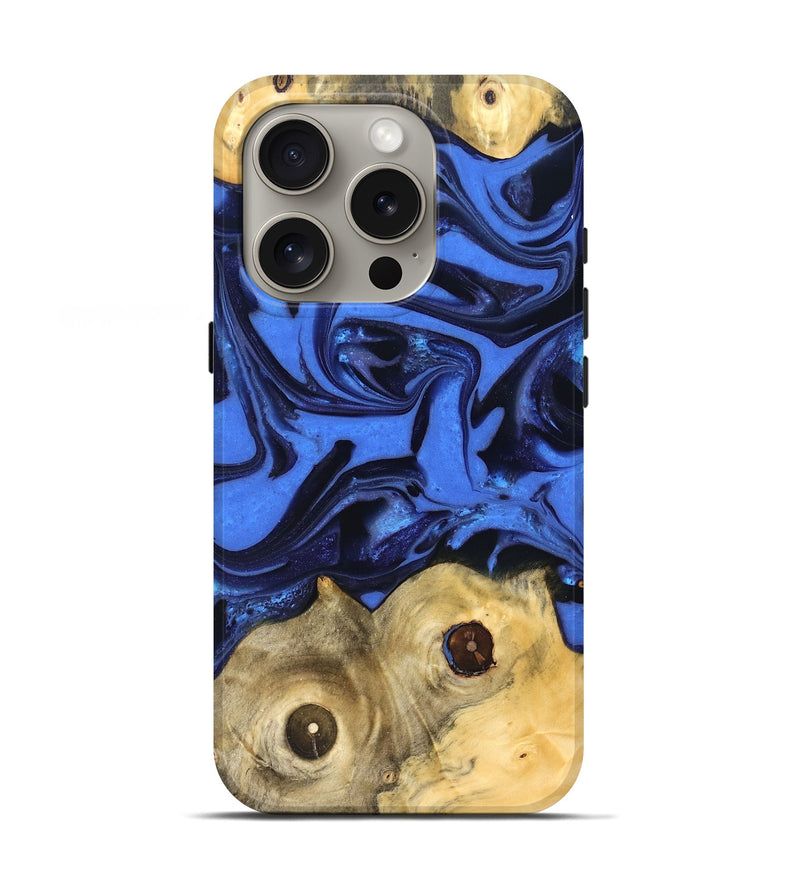 iPhone 16 Pro Wood Live Edge Phone Case - Jo (Blue, 822975)