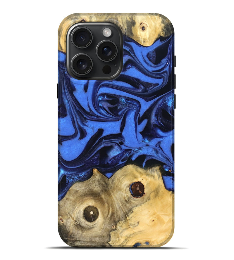 iPhone 16 Pro Max Wood Live Edge Phone Case - Jo (Blue, 822975)