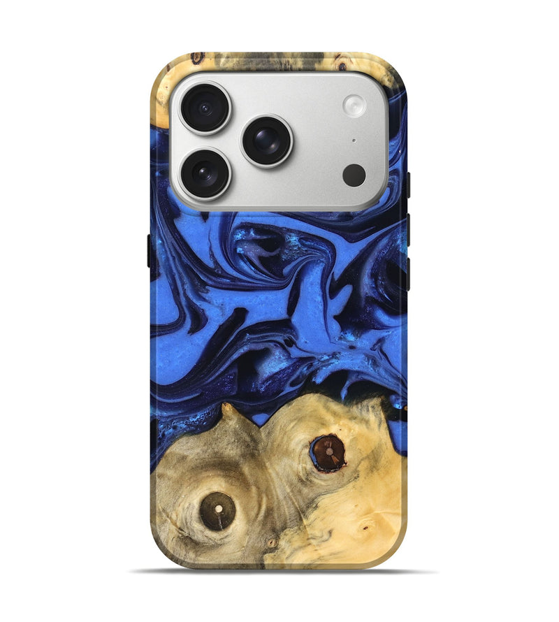 iPhone 17 Pro Wood Live Edge Phone Case - Jo (Blue, 822975)