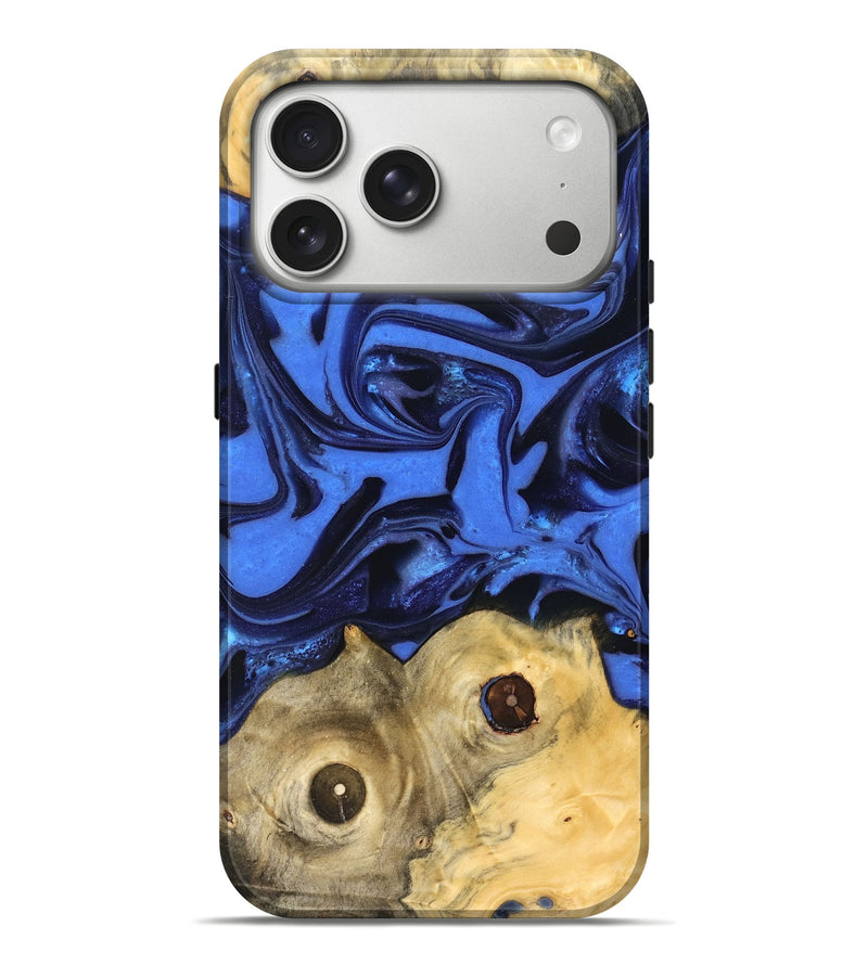 iPhone 17 Pro Max Wood Live Edge Phone Case - Jo (Blue, 822975)