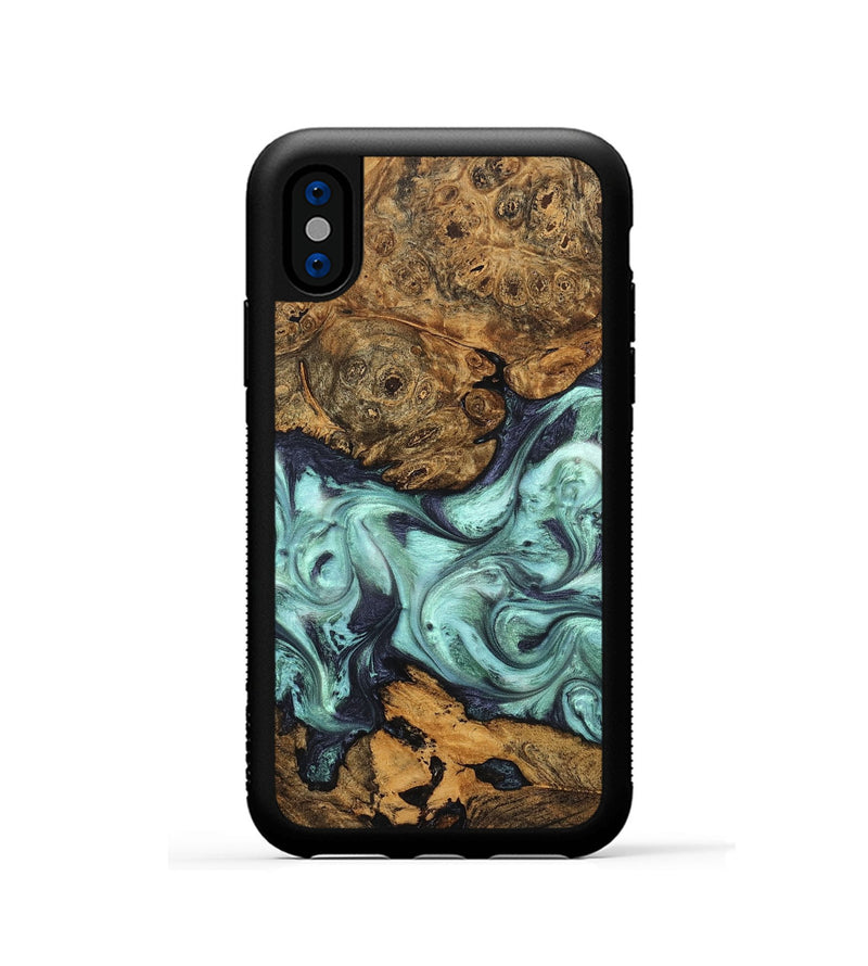 iPhone Xs Wood Phone Case - Karyme (Green, 822984)