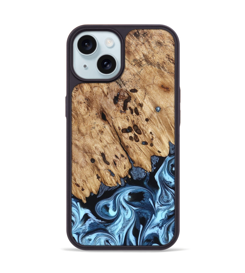iPhone 15 Wood Phone Case - Jesiah (Blue, 822994)