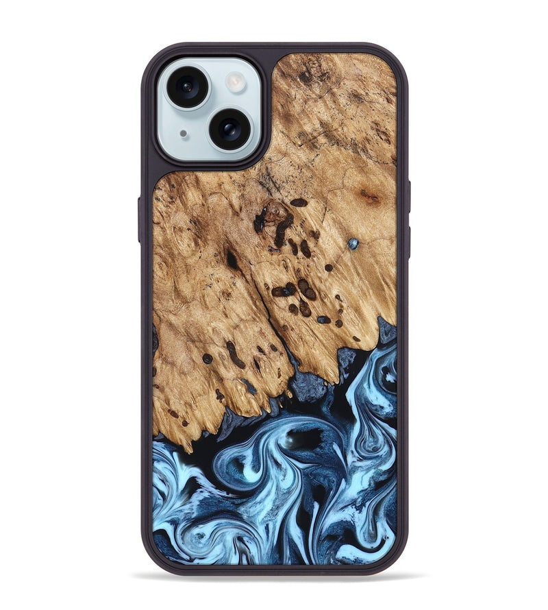 iPhone 15 Plus Wood Phone Case - Jesiah (Blue, 822994)