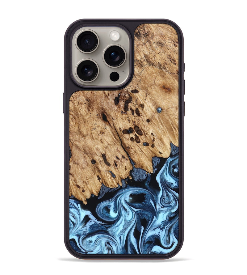 iPhone 15 Pro Max Wood Phone Case - Jesiah (Blue, 822994)