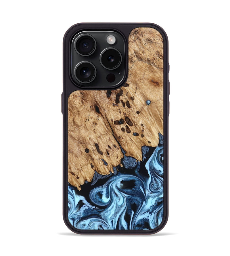 iPhone 15 Pro Wood Phone Case - Jesiah (Blue, 822994)