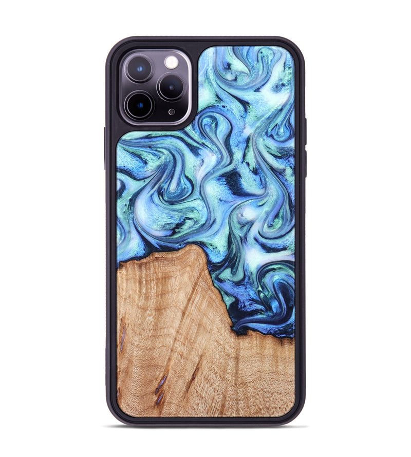 iPhone 11 Pro Max Wood Phone Case - Myles (Blue, 822995)