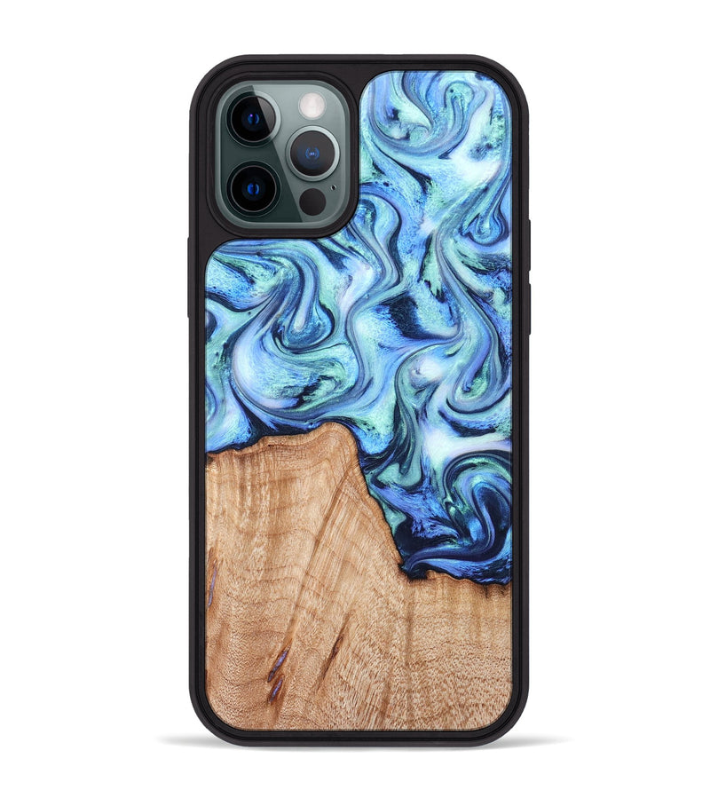 iPhone 12 Pro Max Wood Phone Case - Myles (Blue, 822995)