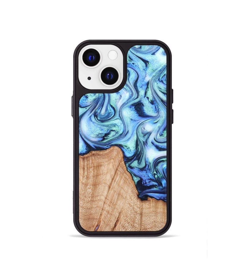 iPhone 13 mini Wood Phone Case - Myles (Blue, 822995)