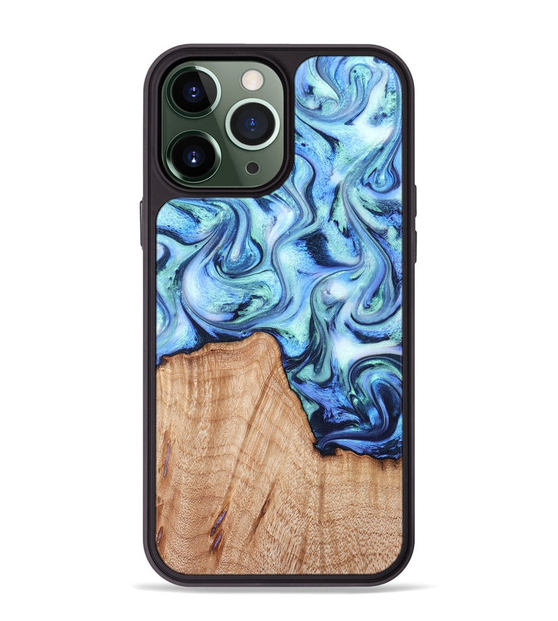 iPhone 13 Pro Max Wood Phone Case - Myles (Blue, 822995)