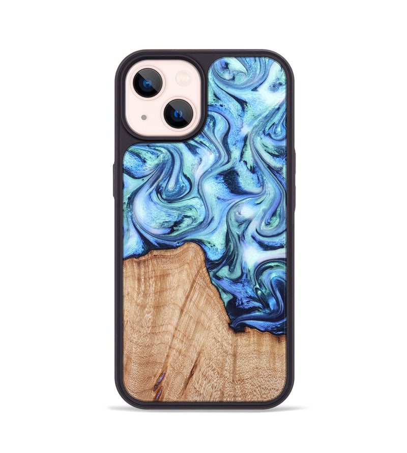 iPhone 14 Wood Phone Case - Myles (Blue, 822995)