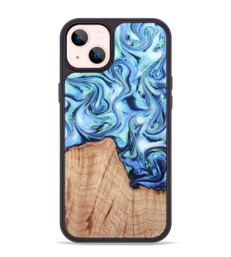iPhone 14 Plus Wood Phone Case - Myles (Blue, 822995)
