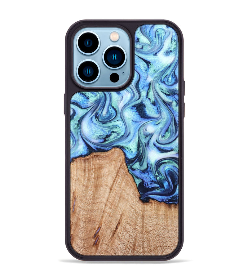 iPhone 14 Pro Max Wood Phone Case - Myles (Blue, 822995)