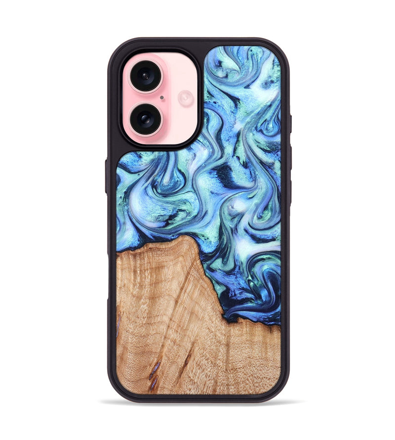 iPhone 16 Wood Phone Case - Myles (Blue, 822995)