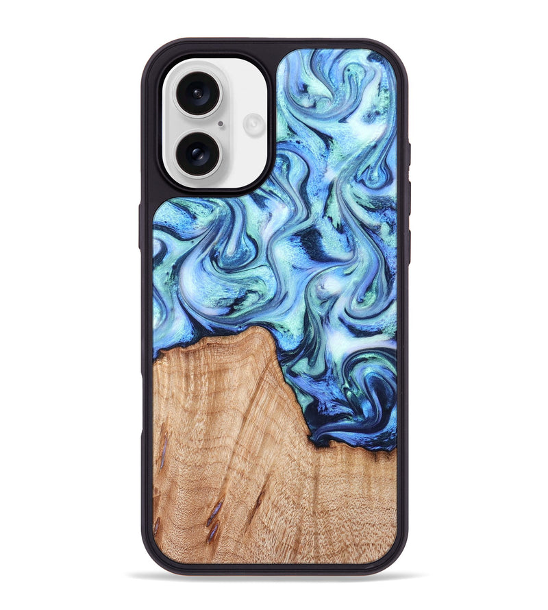 iPhone 16 Plus Wood Phone Case - Myles (Blue, 822995)