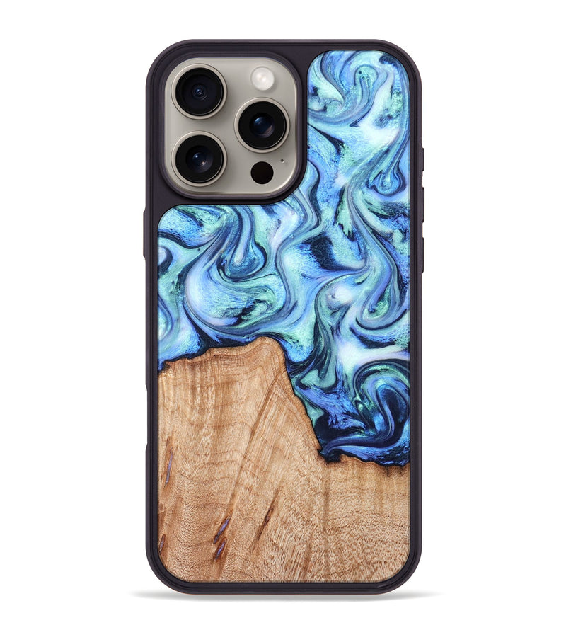 iPhone 16 Pro Max Wood Phone Case - Myles (Blue, 822995)