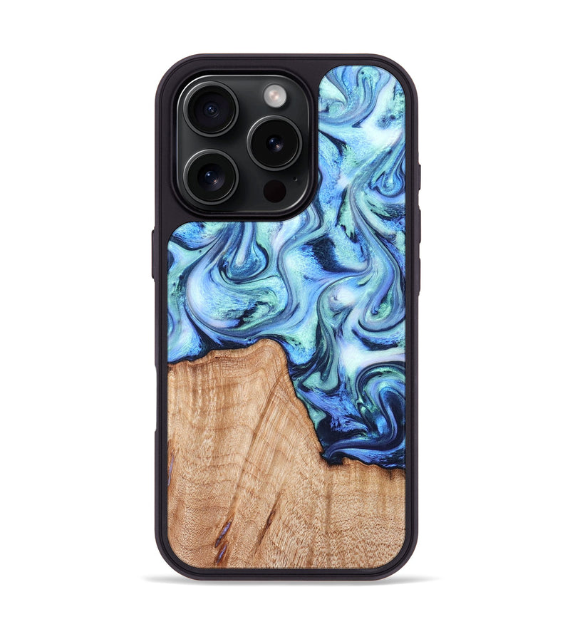 iPhone 16 Pro Wood Phone Case - Myles (Blue, 822995)