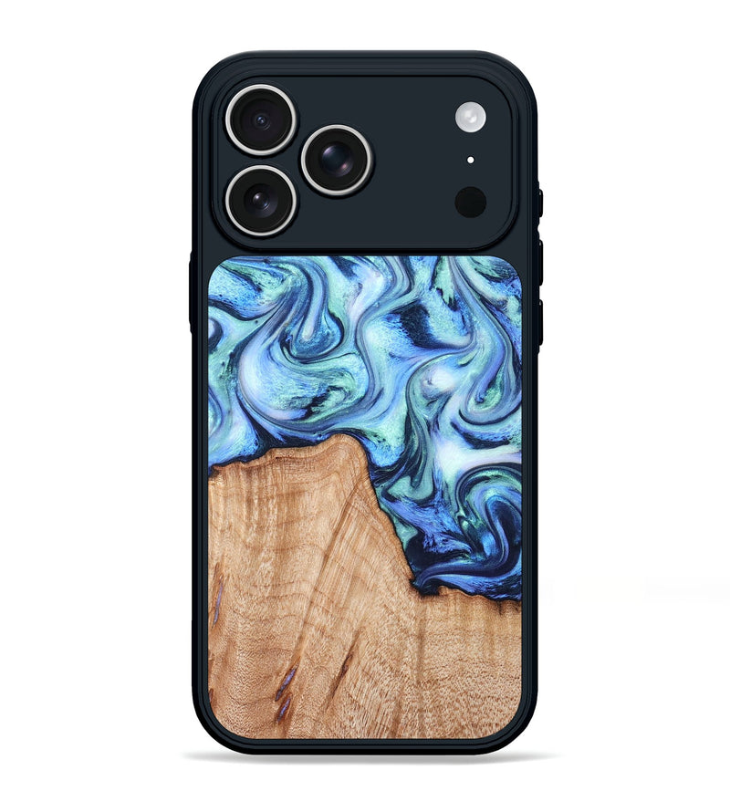 iPhone 17 Pro Max Wood Phone Case - Myles (Blue, 822995)
