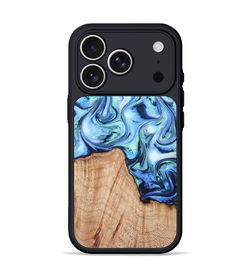 iPhone 17 Pro Wood Phone Case - Myles (Blue, 822995)