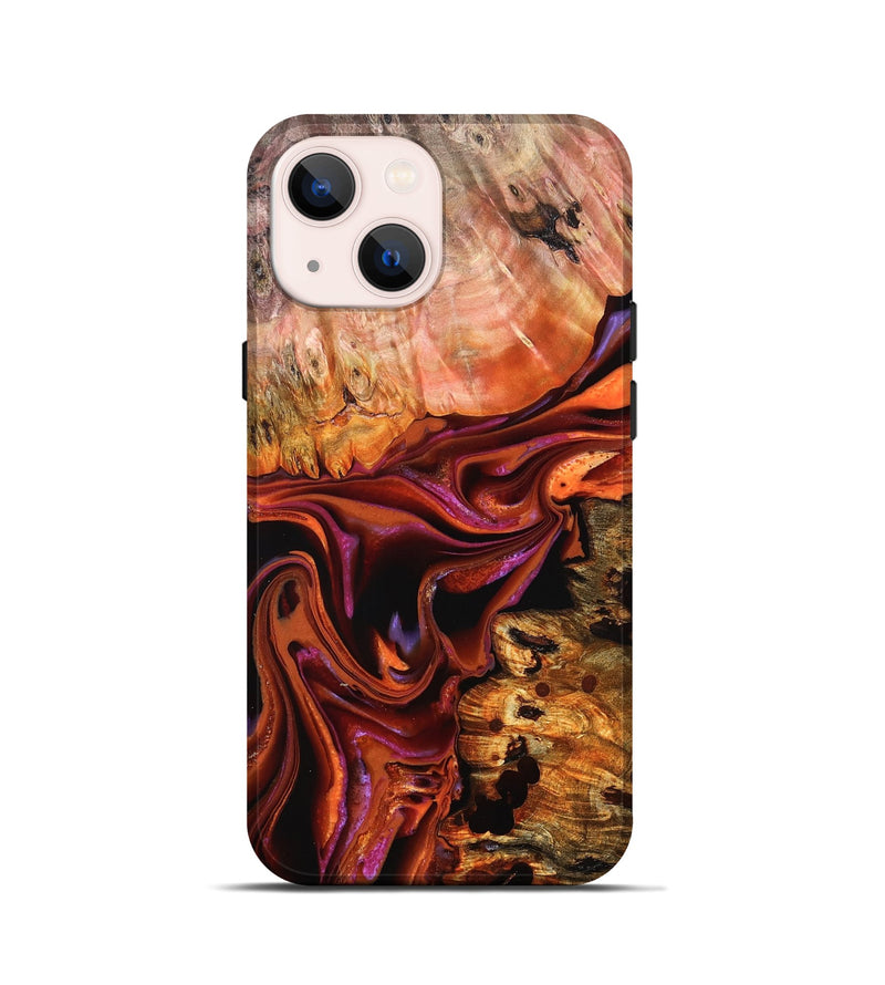iPhone 13 mini Wood Live Edge Phone Case - Dash (Red, 823043)