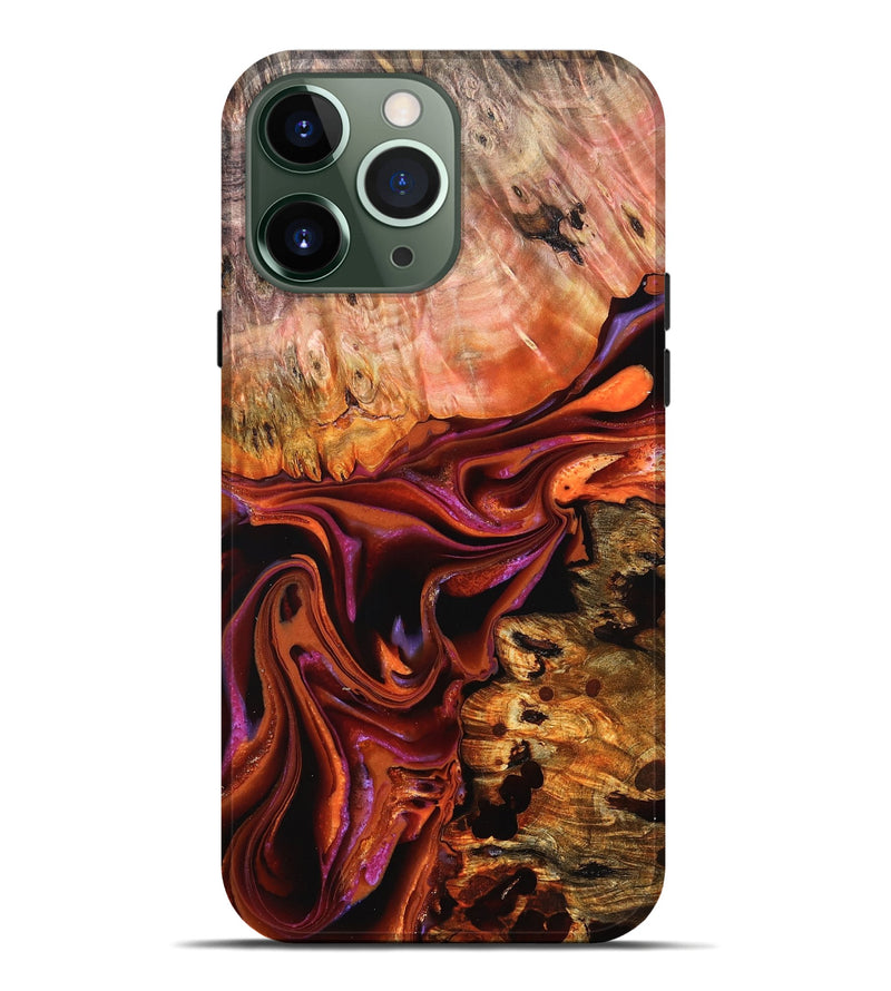 iPhone 13 Pro Max Wood Live Edge Phone Case - Dash (Red, 823043)