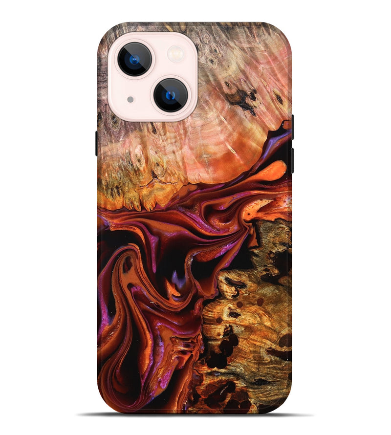 iPhone 14 Plus Wood Live Edge Phone Case - Dash (Red, 823043)
