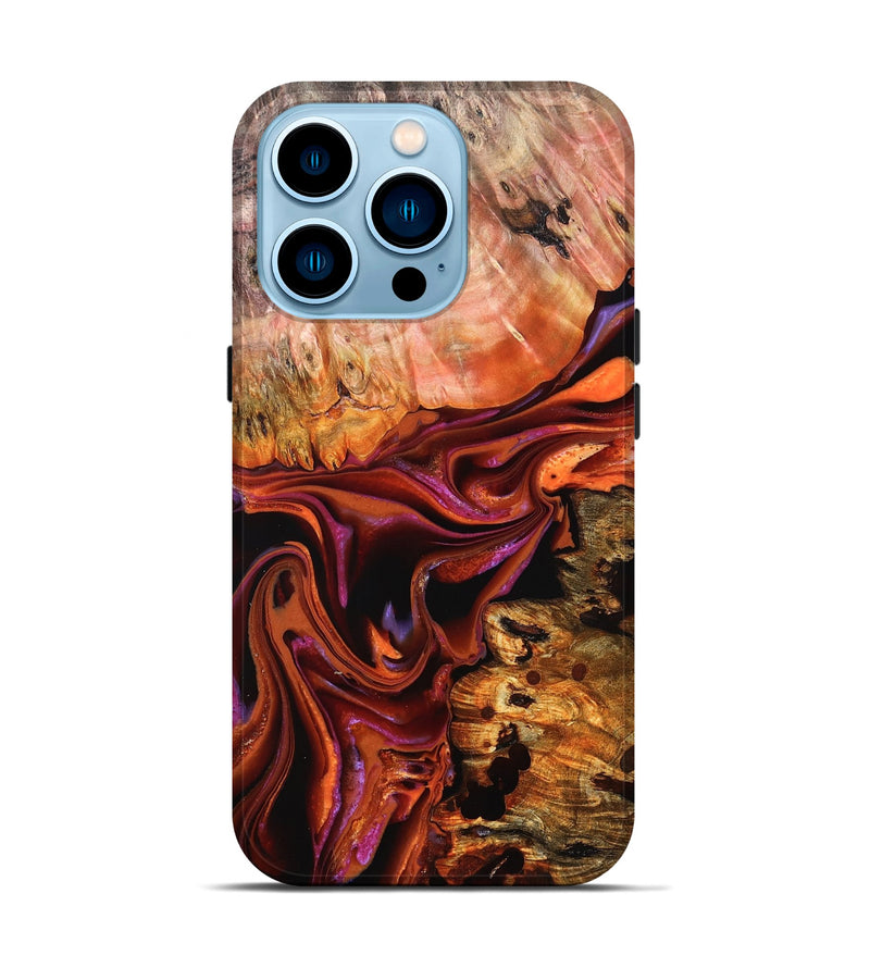 iPhone 14 Pro Wood Live Edge Phone Case - Dash (Red, 823043)