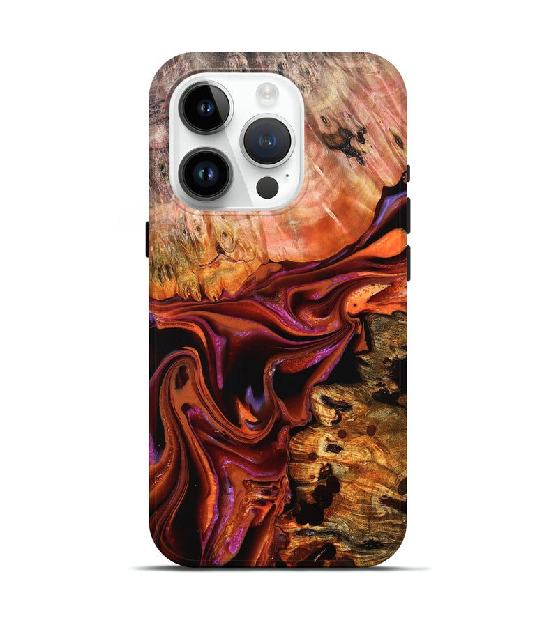 iPhone 15 Pro Wood Live Edge Phone Case - Dash (Red, 823043)