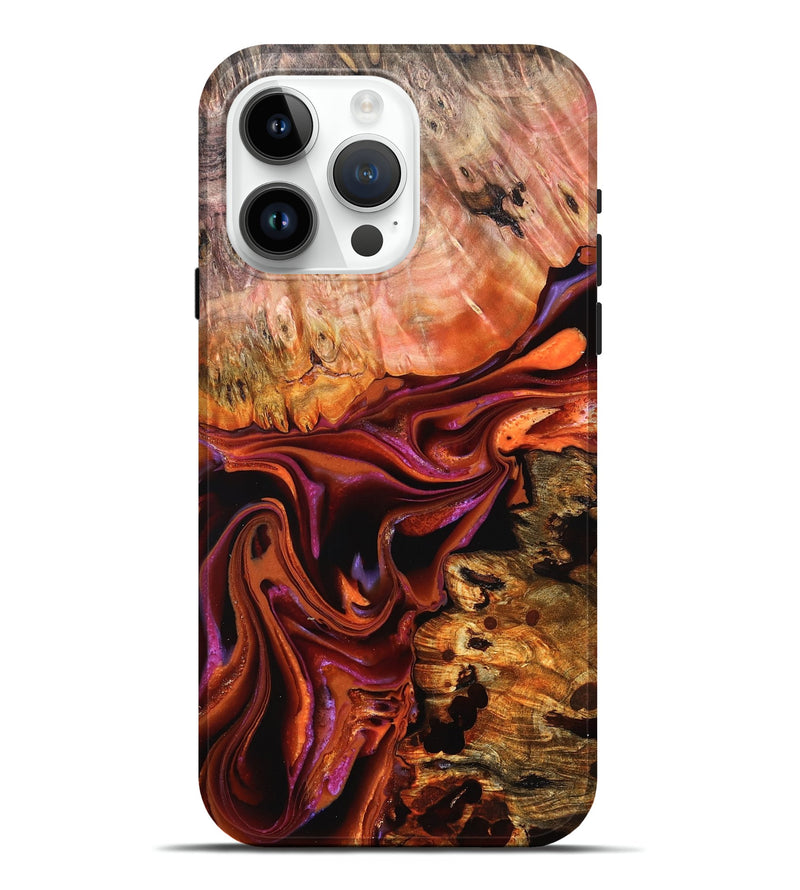iPhone 15 Pro Max Wood Live Edge Phone Case - Dash (Red, 823043)