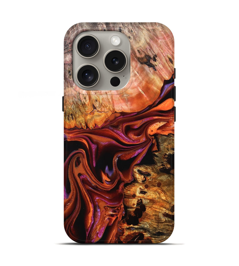 iPhone 16 Pro Wood Live Edge Phone Case - Dash (Red, 823043)