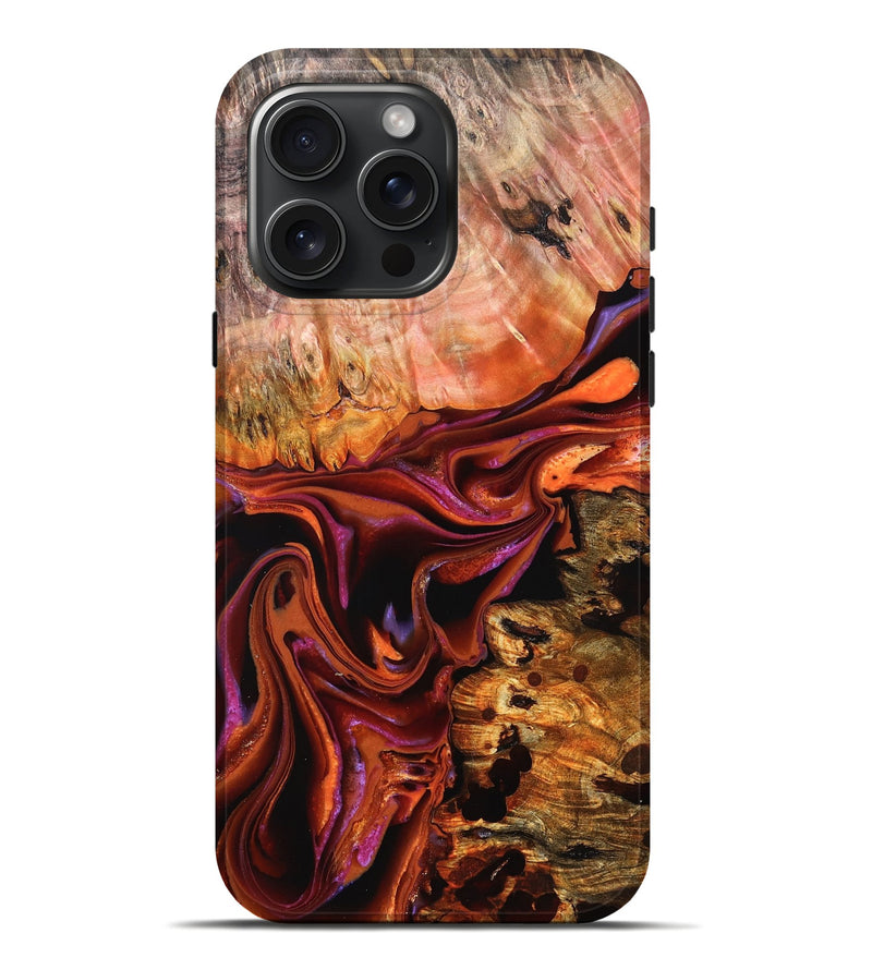 iPhone 16 Pro Max Wood Live Edge Phone Case - Dash (Red, 823043)