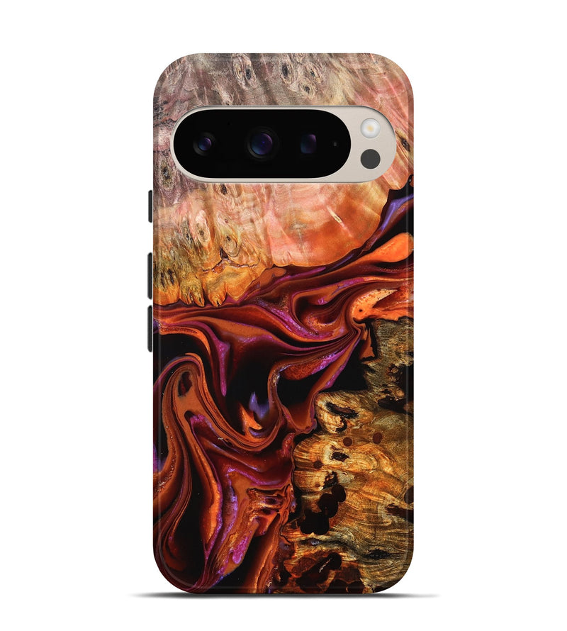 Pixel 9 Pro Wood Live Edge Phone Case - Dash (Red, 823043)