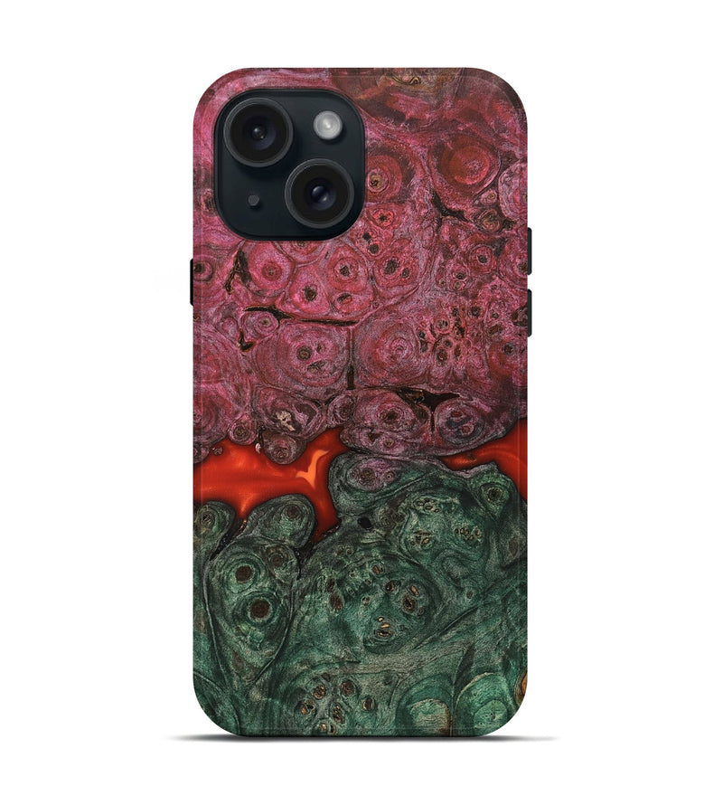 iPhone 15 Wood Live Edge Phone Case - Gerhard (Red, 823044)