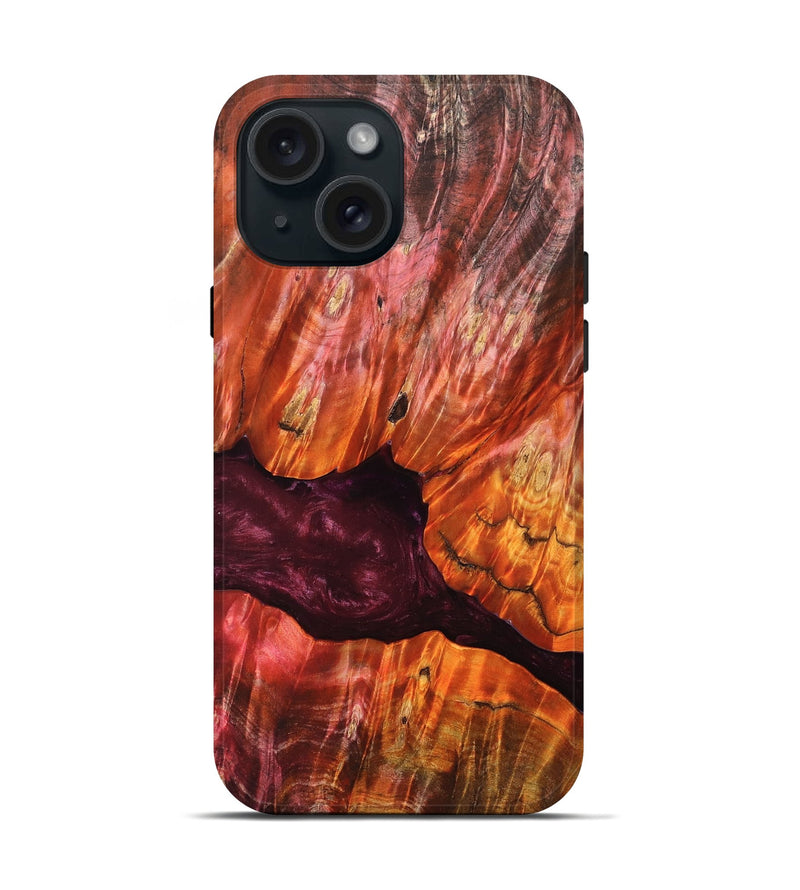iPhone 15 Wood Live Edge Phone Case - Verna (Red, 823045)